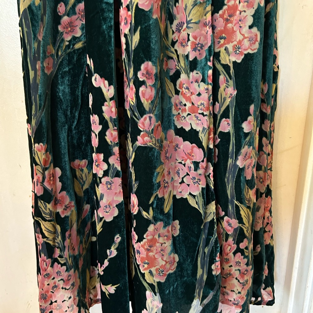 Baltic Born Green Floral Velvet Maxi Dress with Pink Flowers - Picture 7 of 12